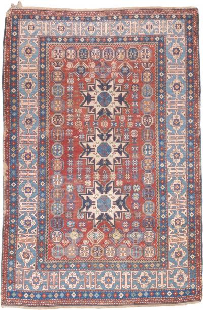 Antique Caucasian Lezgi Rug 4 2 x 6 4 