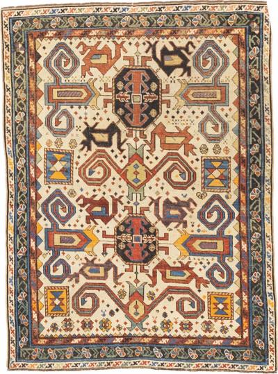 Antique Caucasian Perpedil Rug 33 x 48 