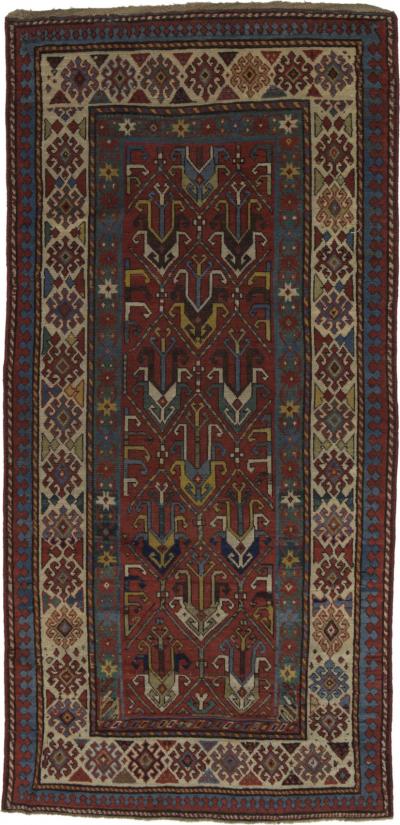 Antique Caucasian Rug 3 8 x 7 10 