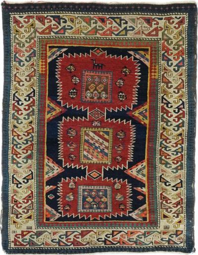 Antique Caucasian Shirvan Rug 3 5 x 4 7 