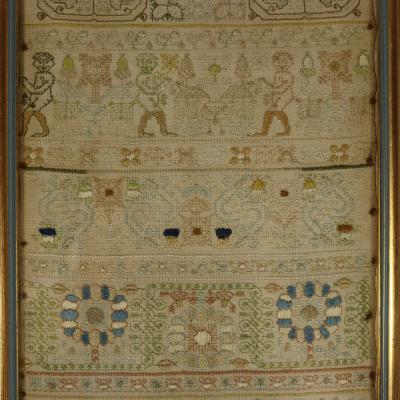 Antique Charles II Band Sampler 1672 by E Y