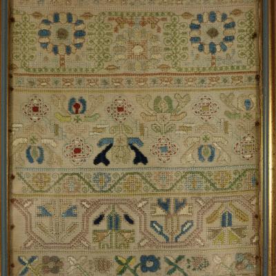 Antique Charles II Band Sampler 1672 by E Y