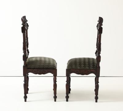 Antique Cherubs Angels Carved Walnut French Side Chairs