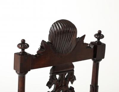 Antique Cherubs Angels Carved Walnut French Side Chairs