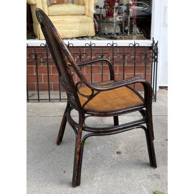 Antique Chinese Bamboo Wicker Armchairs 1 of 2