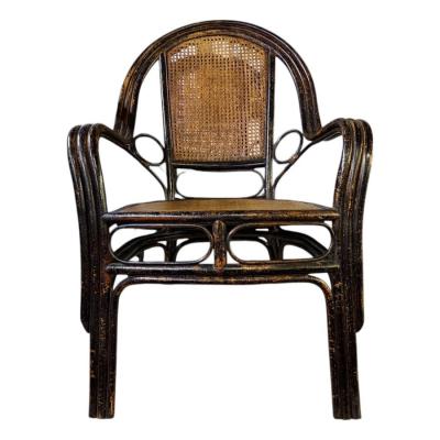 Antique Chinese Bamboo Wicker Armchairs 1 of 2
