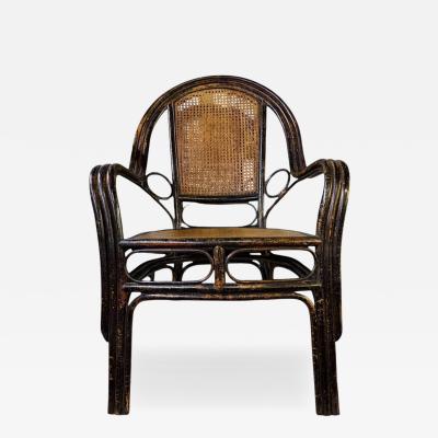 Antique Chinese Bamboo Wicker Armchairs 1 of 2