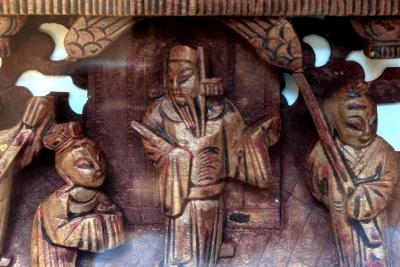 Antique Chinese Carved Wood Door Lintel Framed in Shadow Box