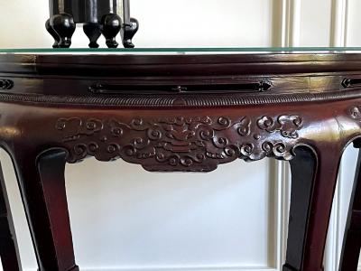 Antique Chinese Demilune Lacquered Table Late Qing Dynasty