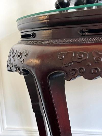 Antique Chinese Demilune Lacquered Table Late Qing Dynasty