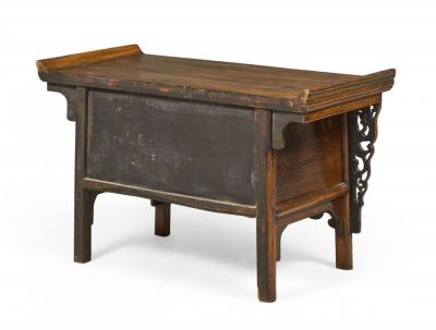 Antique Chinese Elm and Bronze Altar Table