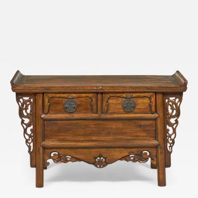 Antique Chinese Elm and Bronze Altar Table