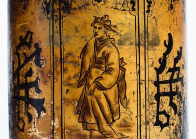 Antique Chinese Export Golden Tea Tin Lamp