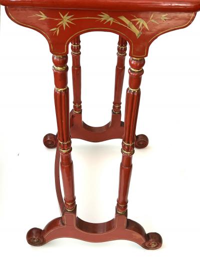 Antique Chinese Export Red Gilt Lacquer Quartetto Nesting Tables