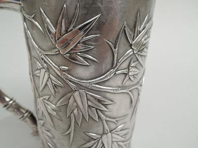 Antique Chinese Export Silver Bamboo Mug