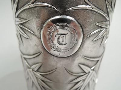 Antique Chinese Export Silver Bamboo Mug