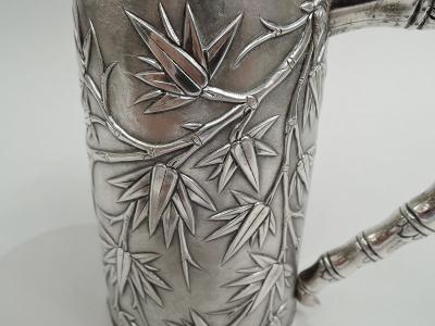 Antique Chinese Export Silver Bamboo Mug