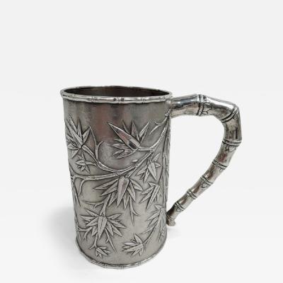 Antique Chinese Export Silver Bamboo Mug