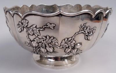 Antique Chinese Export Silver Fruiting Branch Bowl
