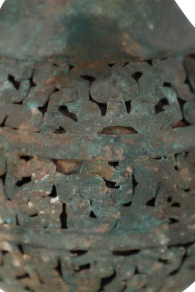 Antique Chinese Han Dynasty Style Patinated Bronze Pierced Urn