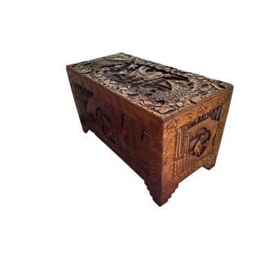 Antique Chinese Hand Carved Cedar Lined Camphor Chest Box