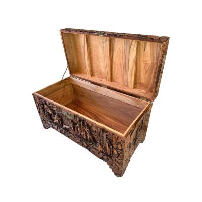 Antique Chinese Hand Carved Cedar Lined Camphor Chest Box