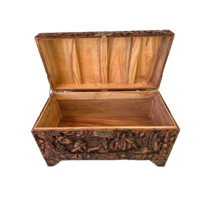 Antique Chinese Hand Carved Cedar Lined Camphor Chest Box