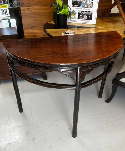 Antique Chinese Ming Style Demilune Console Table