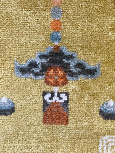 Antique Chinese Ningxia Tibetan Dragon Pillar Rug Qing Dynasty