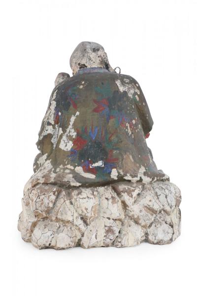 Antique Chinese Painted Clay Buddha Statue