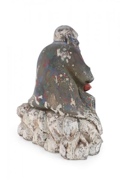Antique Chinese Painted Clay Buddha Statue