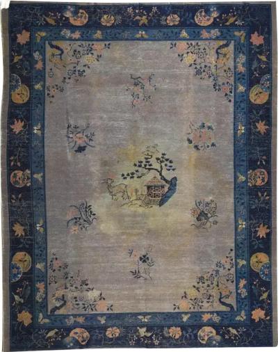 Antique Chinese Peking blue carpet Hand knotted