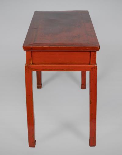 Antique Chinese Red Lacquered Elm Writing Table