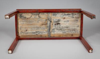 Antique Chinese Red Lacquered Elm Writing Table
