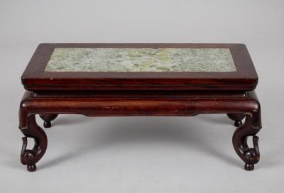 Antique Chinese Rosewood Marble Inset Low Stand