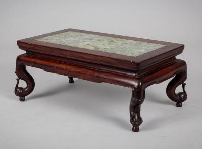 Antique Chinese Rosewood Marble Inset Low Stand