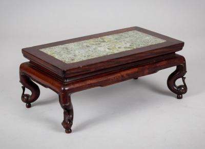 Antique Chinese Rosewood Marble Inset Low Stand