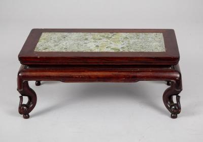 Antique Chinese Rosewood Marble Inset Low Stand
