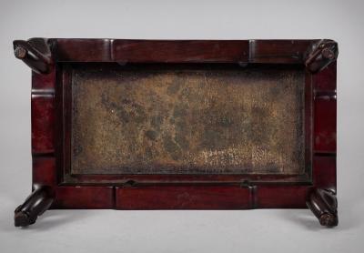 Antique Chinese Rosewood Marble Inset Low Stand