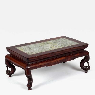 Antique Chinese Rosewood Marble Inset Low Stand