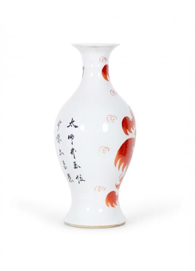 Antique Chinese Urn Shaped Orange Foo Dog Design Porcelain Vases