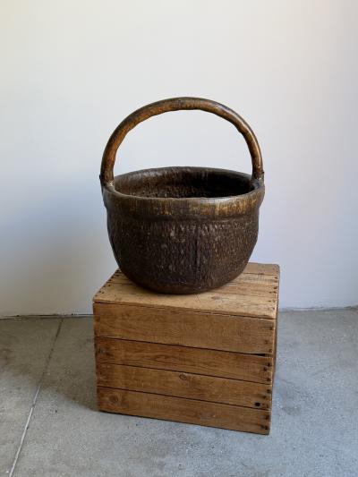 Antique Chinese Woven Reed Gathering Basket