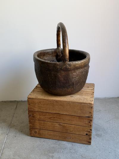 Antique Chinese Woven Reed Gathering Basket