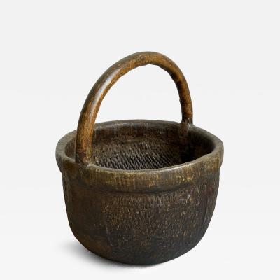 Antique Chinese Woven Reed Gathering Basket