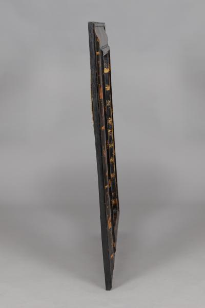 Antique Chinoiserie Cushion Molded Black Mirror