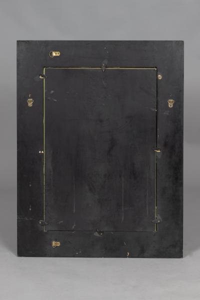 Antique Chinoiserie Cushion Molded Black Mirror