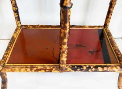 Antique Chinoiserie English Tortoiseshell Bamboo Etagere Display