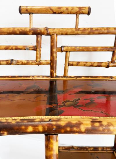 Antique Chinoiserie English Tortoiseshell Bamboo Etagere Display