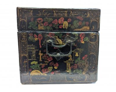 Antique Chinoisiere Lacquered Box Qing Dynasty