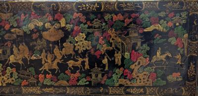 Antique Chinoisiere Lacquered Box Qing Dynasty